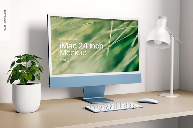 iMac en el modelo de la oficina en el hogar vista izquierda
