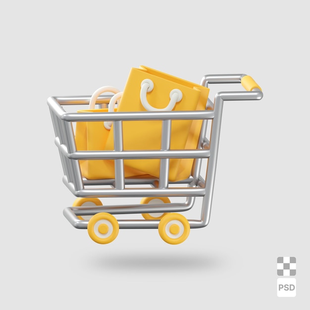 PSD image 3d du panier d'achat