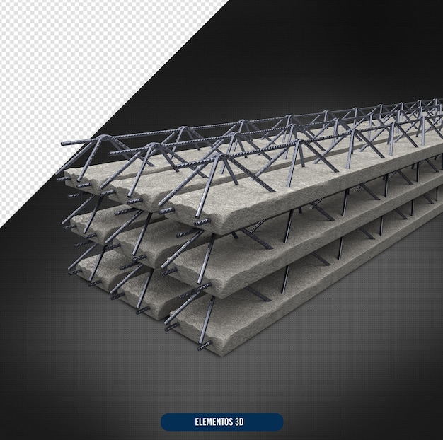 PSD une image 3d en noir et blanc d'une structure métallique avec du béton