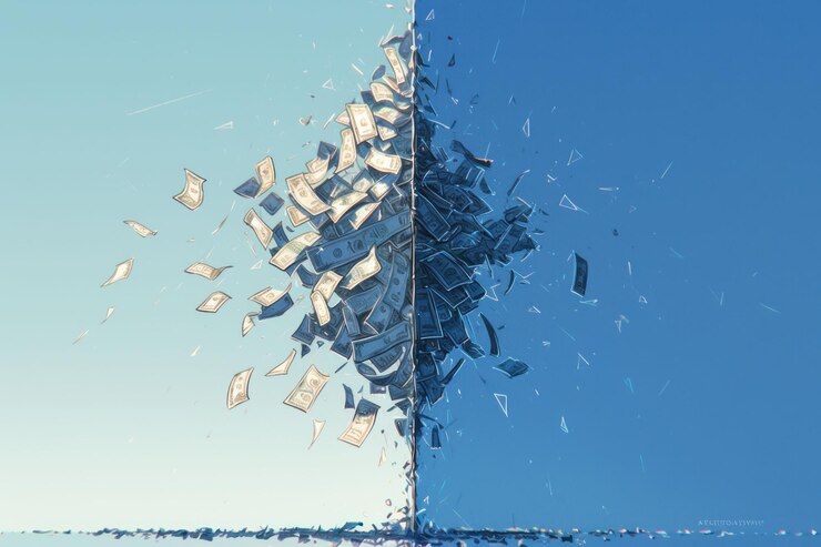 PSD une image abstraite d'une explosion d'argent sur un fond bleu représentant la richesse et la prospérité