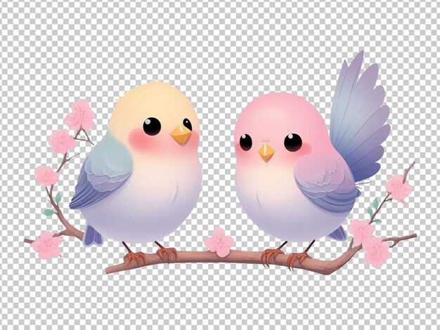 PSD une image d'autocollant d'oiseaux magnifiques de kawaii