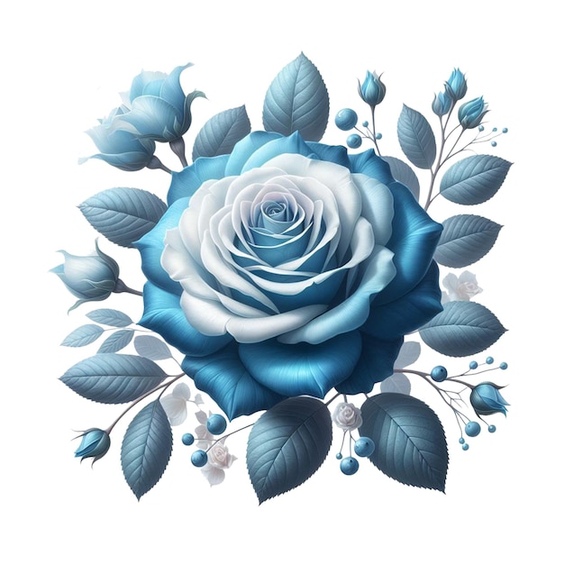 Image De L'autocollant De La Rose Bleue