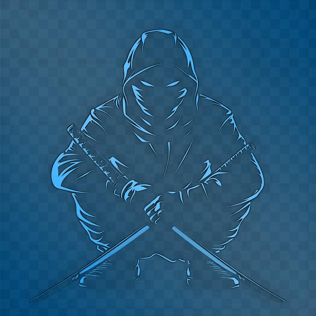 PSD une image bleue d'un ninja avec un fond bleu