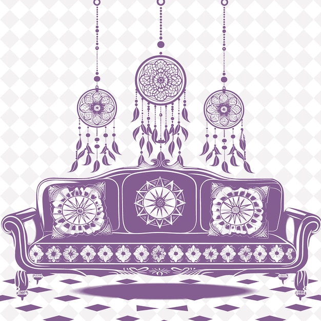 PSD une image d'un canapé violet avec un dessin violet sur le devant