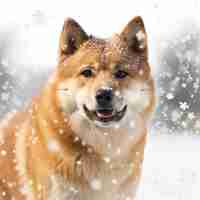 PSD image de chute de neige de chien d'hiver