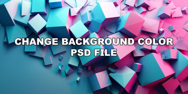 PSD une image colorée de blocs avec un fond bleu et rose