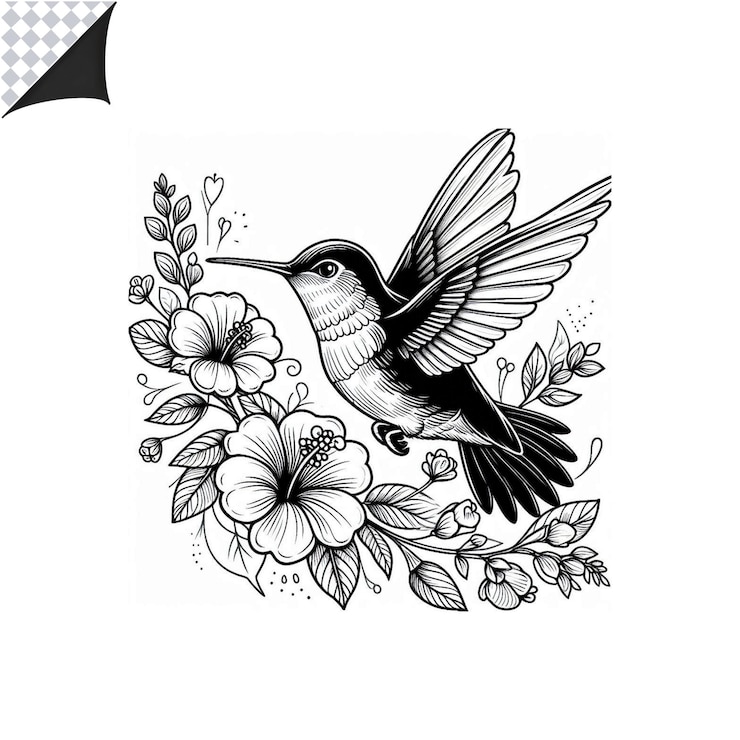 PSD image de contour d'oiseau pour enfants livre à colorier sans arrière-plan