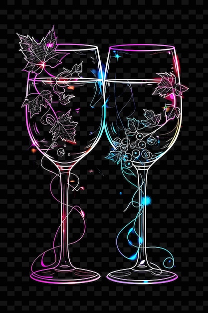 Une Image De Deux Verres à Vin Avec Un Dessin De Fleurs Sur Le Fond