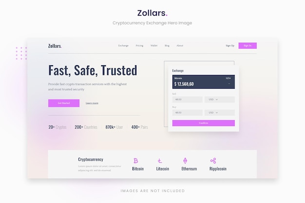 Image du héros de l'échange de crypto-monnaie Zollars Purple Sparkle