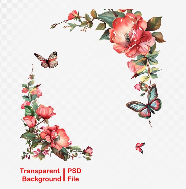 PSD image d'un élément floral transparent de haute qualité