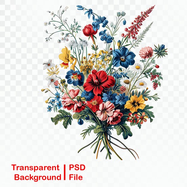 PSD image d'un élément floral transparent de qualité hd