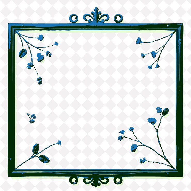 PSD une image encadrée en vert de fleurs et de feuilles