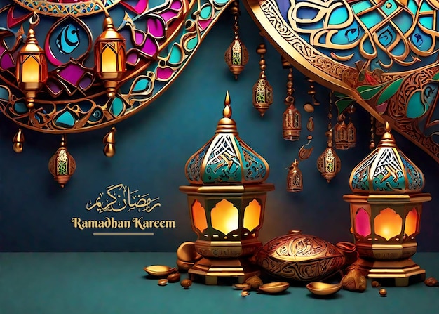 Image de fond de Ramadan Kareem modifiable avec une lanterne