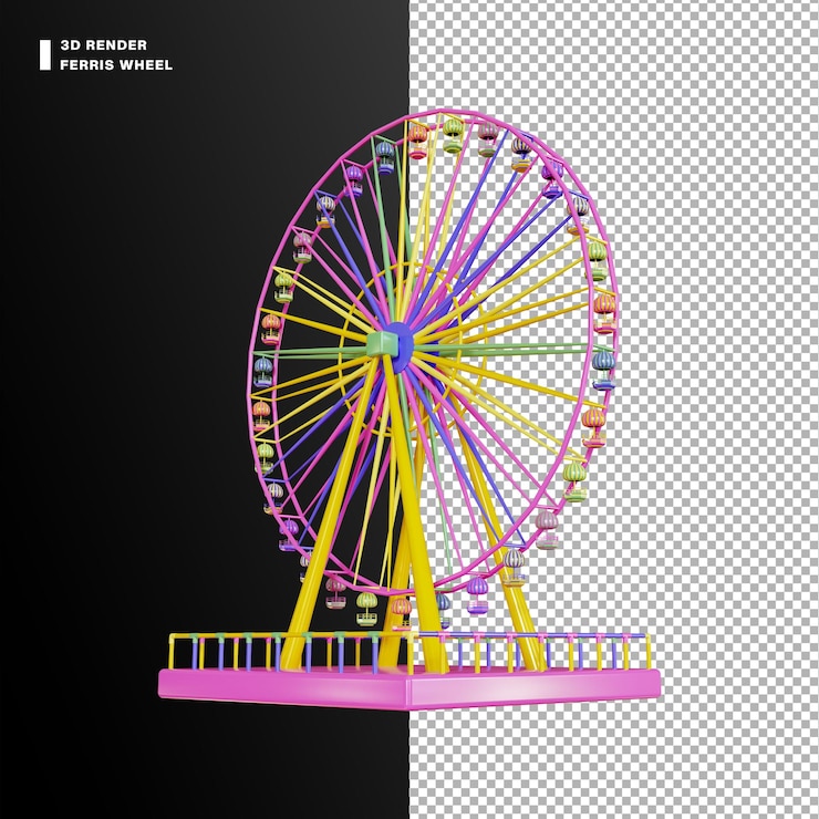 PSD une image d'une grande roue avec un fond noir et blanc.