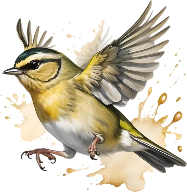 PSD une image en gros plan d'un oiseau de goldcrest.