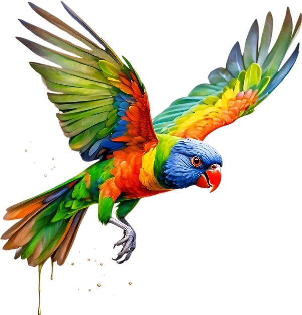 PSD une image en gros plan d'un oiseau lorikeet arc-en-ciel.