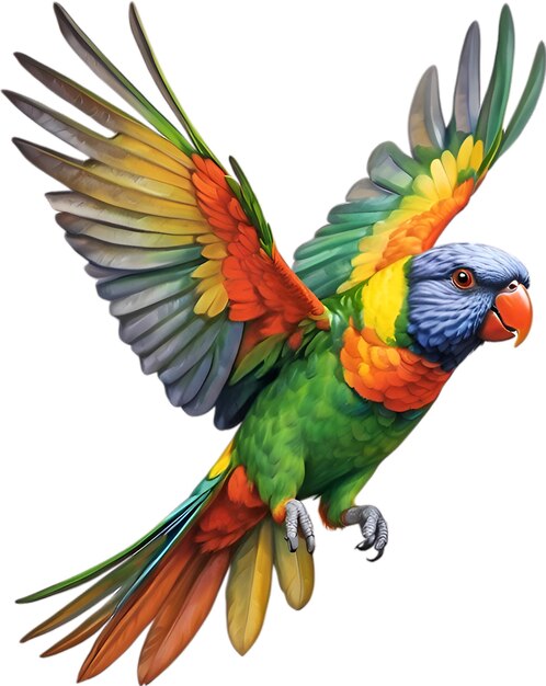 PSD une image en gros plan d'un oiseau lorikeet arc-en-ciel.