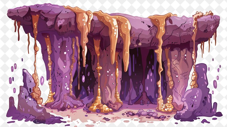 PSD une image d'une grotte avec une couleur violette et jaune