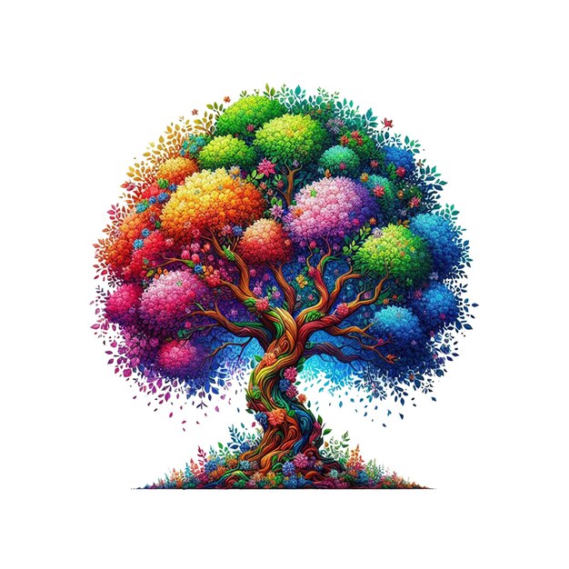 PSD l'image de l'icône vectorielle du logo de l'arbre coloré