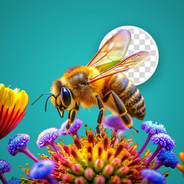 PSD image macro très détaillée d'une abeille isolée