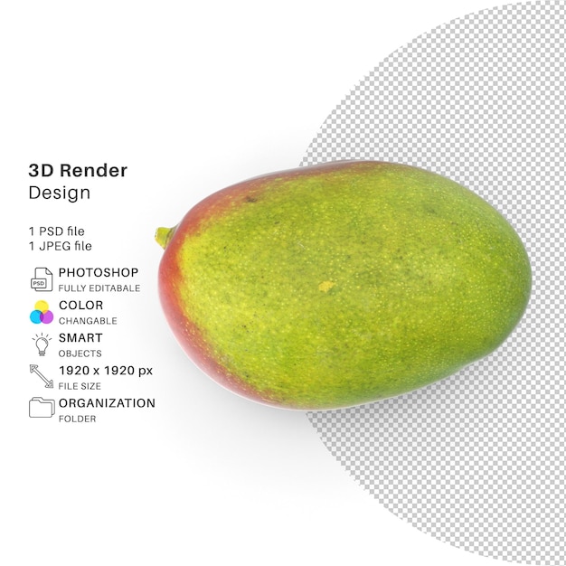 Une image d'une mangue avec une image d'un fruit qui dit 3d.