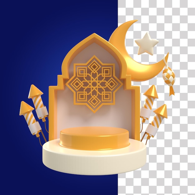 Une Image D'un Objet En Or Avec Un Fond Bleu Et Un Objet En Or Avec Les Mots Ramadan Dessus