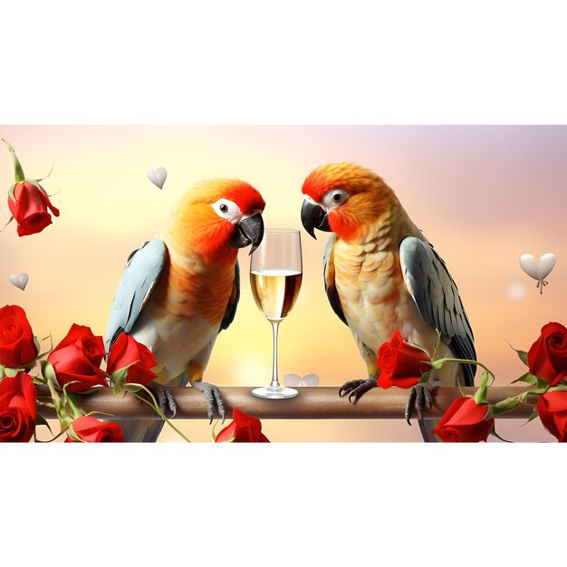 PSD une image d'oiseaux amoureux