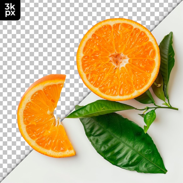 PSD une image d'oranges et de feuilles avec la lettre p dessus