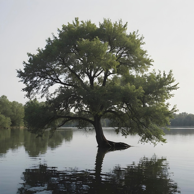 PSD une image paisible d'arbres le long de la rivière