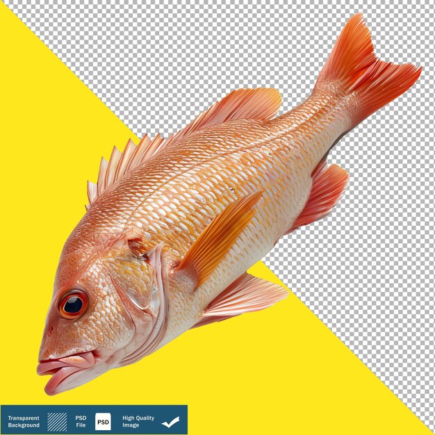 PSD une image photo d'un snapper rouge sur un fond blanc fond transparent png psd