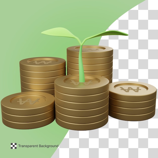 une image d'une plante poussant à partir d'une pile de pièces