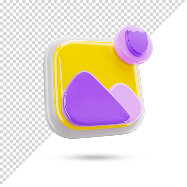 Image protégée 3d icône transparente rendu 3d symbole et signe 3d