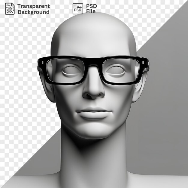 Image Psd 3d Opticien Ajustant Des Lunettes Sur Un Visage De Mannequin Présentant Un Grand Nez Bouche Fermée Et De Grands Yeux Avec Une Oreille Blanche Visible Dans Le