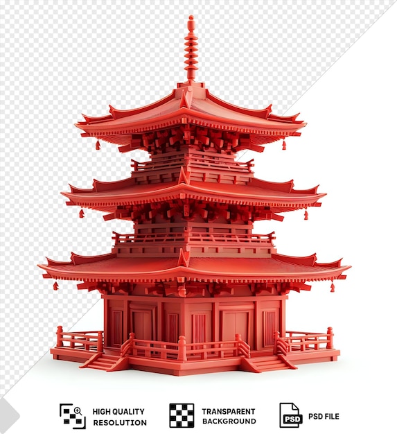 PSD image psd modèle 3d du temple de kiyomizu dera avec un bâtiment rouge