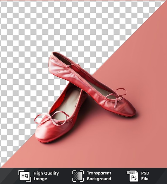 PSD image psd photographique réaliste instructeur de danse _ s chaussures de ballet chaussures rouges sur un fond rose
