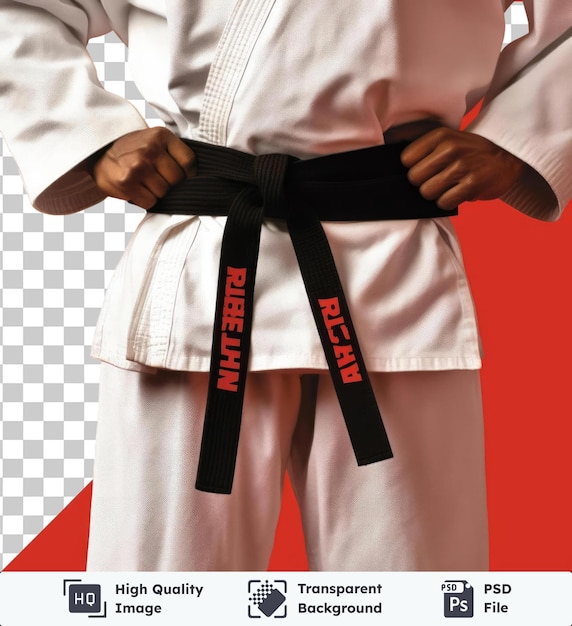 PSD image psd photographique réaliste instructeur de karaté ceinture noire