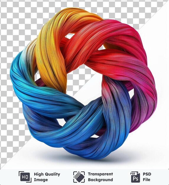 PSD image psd premium transparente fil de fibre abstrait symbole vectoriel tissé fil multicolore sur un fond isolé
