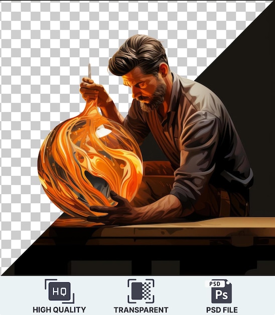 PSD image psd souffleur de verre 3d en train de façonner un vase