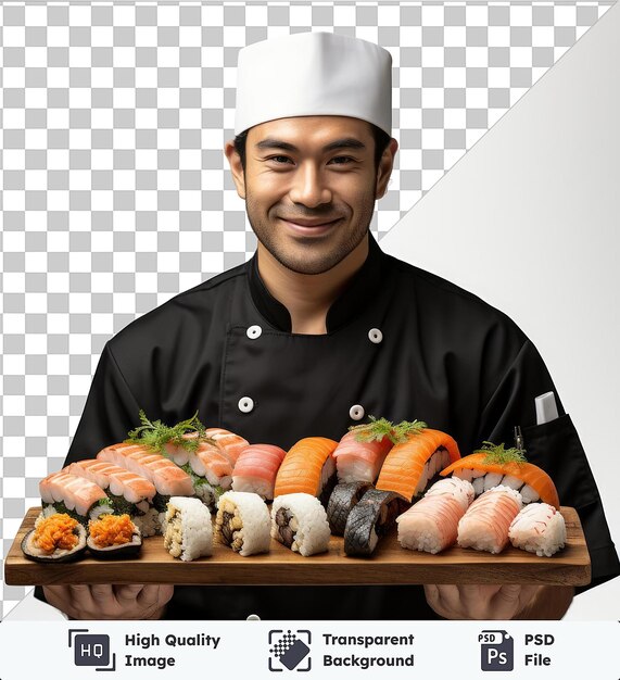 PSD image psd transparente photographique réaliste chef de sushi _ s sushi l'art de la cuisine