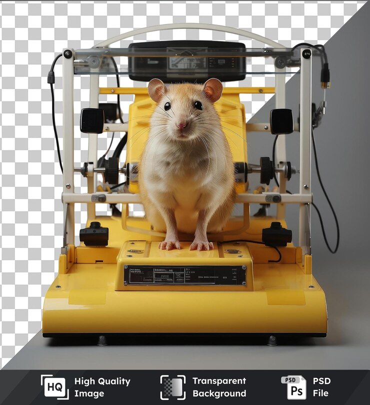 PSD image psd transparente photographique réaliste tapis roulant de physiologiste pour rats de laboratoire
