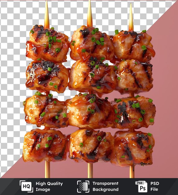 PSD image psd yakitori épicé sur des épicés sur un bâton