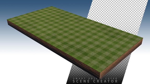 PSD image de rendu 3d de l'île de champ d'herbe sur fond transparent