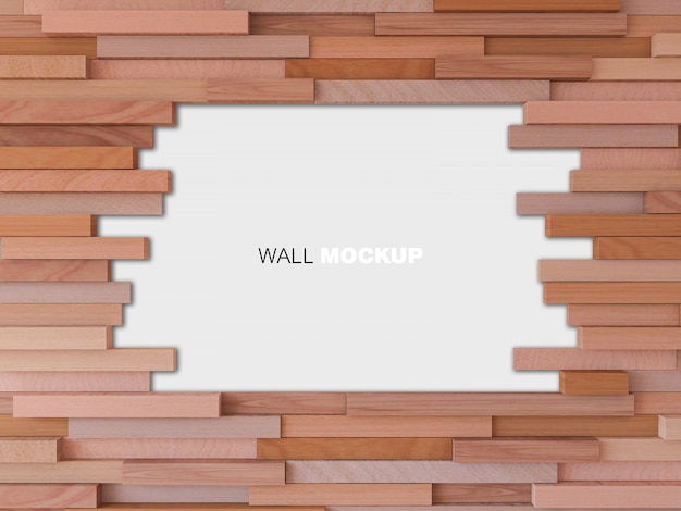 PSD image de rendu 3d de mur en bois cubique