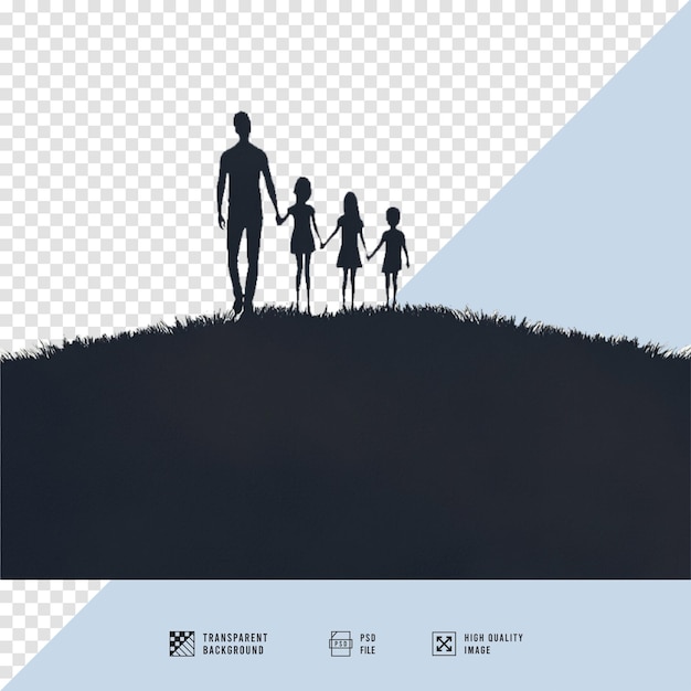 Image de silhouette d'une famille se tenant par la main sans fond de qualité HD