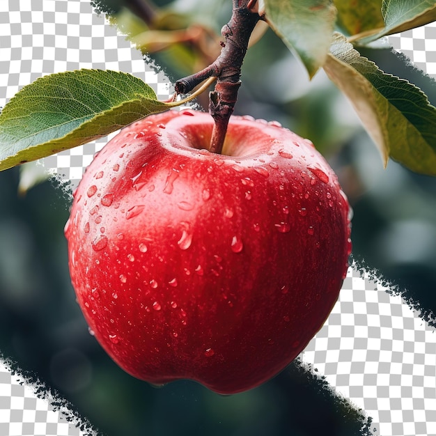 PSD image stock d'une seule pomme rouge sur un fond transparent vu d'en haut