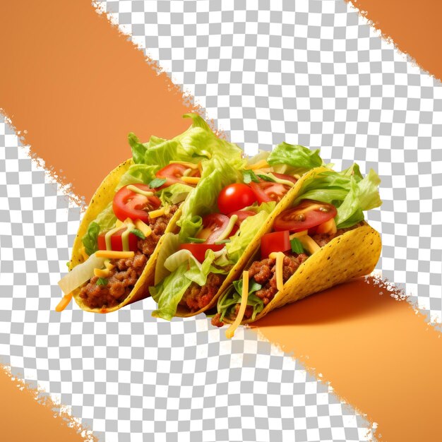 PSD une image d'un taco qui a les mots salade et tomates dessus