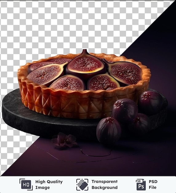 PSD image de tarte aux figues délicieuses sur une assiette noire