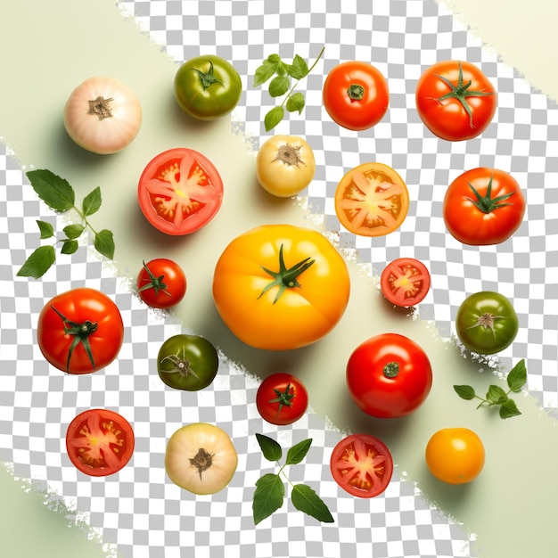PSD une image de tomates et de tomates sur une table à carreaux