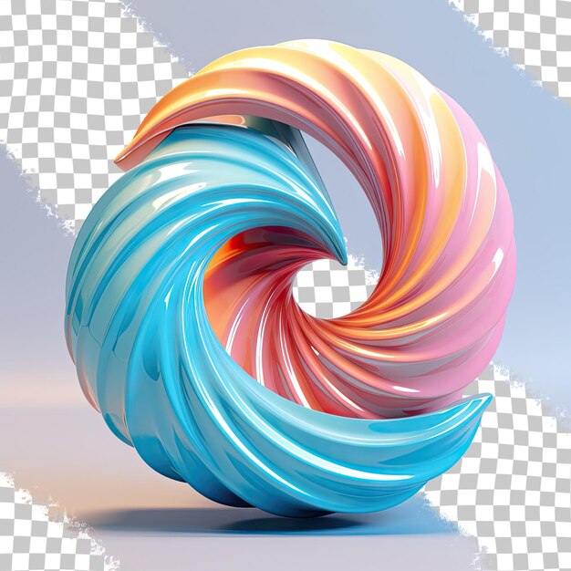 PSD une image unique créée par une petite pièce d'acier en spirale sur un fond flou et transparent