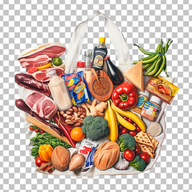 PSD une image d'une variété d'aliments, y compris de la viande, des légumes et du fromage